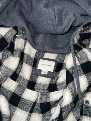 American Eagle Cropped Flannel Hoodie thumbnail 2