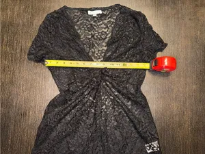 Black Lace Short Sleeve Romantic Goth Whimsigoth Grunge Y2K Top thumbnail 3