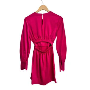 STAUD women's‎ Crosshill Pink Satin Twist Front Long Sleeve Mini Dress Size XS thumbnail 9