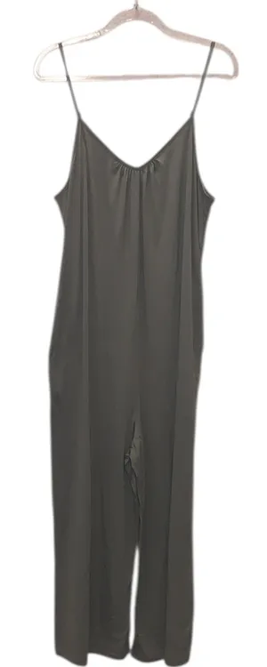 Olive Green Spaghetti Strap Jumpsuit XL V-neck V-back Pockets thumbnail 1