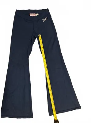Vintage Y2K Juicy Couture Navy Low Rise Flare Pants Small Rhinestone Logo thumbnail 3