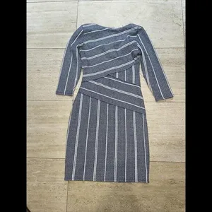 Maeve Anthropologie Dark Blue & White Striped Faux Wrap Dress,‎ Size XS thumbnail 6