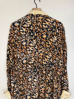 Free People Wild Nights Duster Kimono Black Floral Leopard Combo size Large $168 thumbnail 12