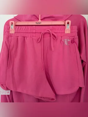 NWT Juicy Couture Pink Zip Pullover + Shorts Set Y2K It Girl Lounge XS thumbnail 2