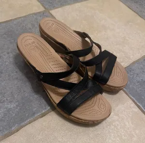 Crocs Women’s Black Cork Wedge Sandals - Classic Summer Comfort thumbnail 1