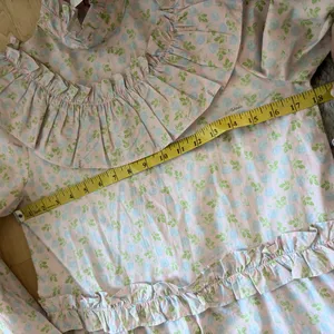 GANNI Ruffled floral-print‎ cotton mini dress Pastel Blue Pink Size 34 thumbnail 12