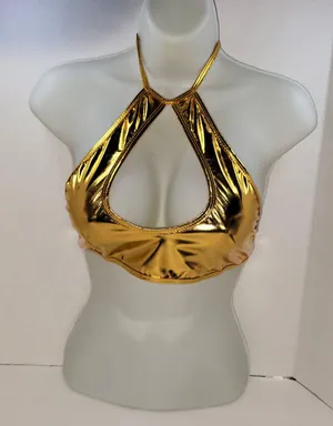Super Sexy Metallic Gold Halter Style Top / Bra NWOT thumbnail 3