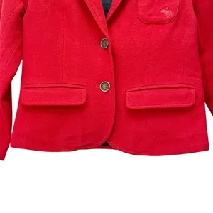 Abercrombie & Fitch Cropped Red Blazer Size XS Wool Blend 2 Button Jacket Preppy thumbnail 5