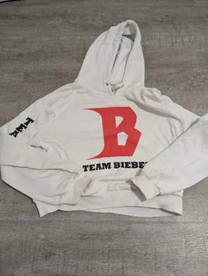Divided By H&M Justin Bieber Team Bieber White Cropped Hoodie Size Medium thumbnail 2