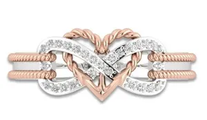 Beautiful Rose Gold and Stainless Steel Ladies Ring Size 7 thumbnail 2