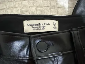 Abercrombie Ankle Straight Ultra High-Rise Leather Pants thumbnail 2