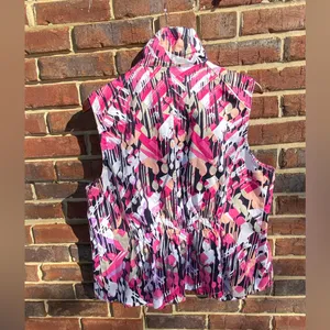 Christopher & Banks XL Pink/Black Multicolor Spring Weight zip collared Vest thumbnail 7