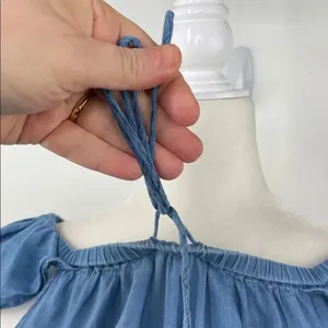 Madewell Chambray Blue Off-Shoulder Top peasant style 100% Cotton size Small thumbnail 11