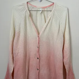 Free People Ombre Long Sleeve Button Down Tunic Shirt Size L thumbnail 3