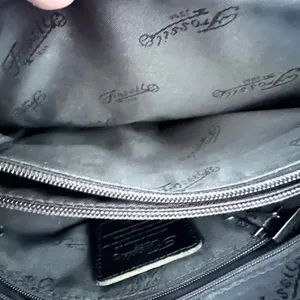 Fossil Vintage Black Leather 75082 Multi Pocket Top Zip Shoulder Bag Key Fob thumbnail 9