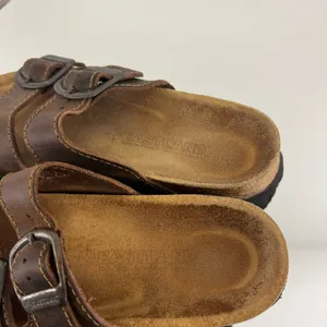 EASTLAND Vintage 90s Womens Brown Leather Dual Strap Buckle Slip On Sandals thumbnail 10