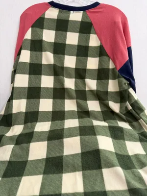Story Teller Colorblock Sweatshirt in Green Buffalo Check, Navy & Coral thumbnail 3