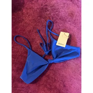 QUINCE Italian Knot Triangle Bikini Top SUSTAINABLE NWT Electric Blue Medium M thumbnail 3