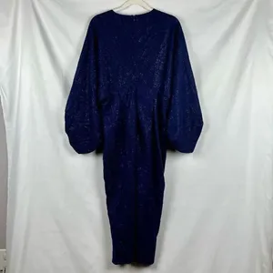 Shein Navy Blue Shimmery Long Puff Sleeve Evening Gown XL thumbnail 3