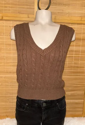 Vintage 90s Y2K American Eagle brown sweater vest woman’s medium thumbnail 1