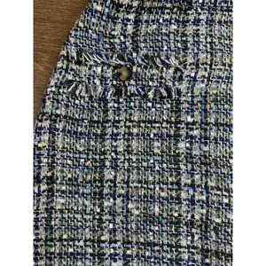Ann Taylor Tweed Skirt Women 2 Blue Green Boucle A-Line Mini Fringe Pockets thumbnail 4
