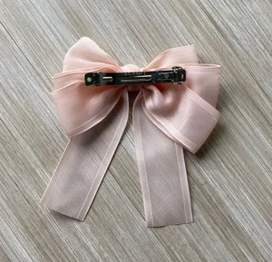 Light pink Clip on hair Bow thumbnail 5