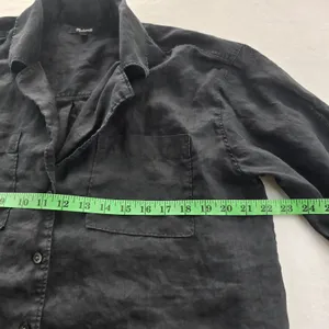 Madewell -534 Resort Long-Sleeve Shirt Black 100%‎ Ramie Size Medium thumbnail 13