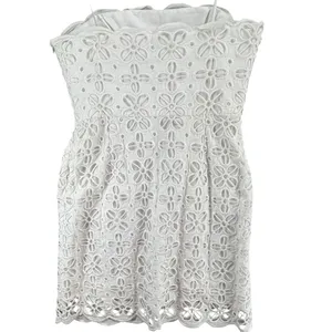 Milly New York Emalina Dress 10 White Floral‎ Eyelet Strapless Lined Chic Modern thumbnail 6