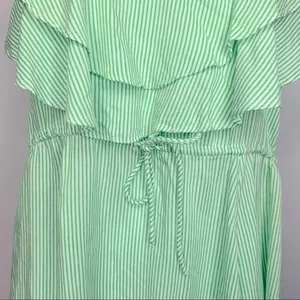 Free People Flutter Away Green Stripe‎ Ruffle Dress Size S thumbnail 9