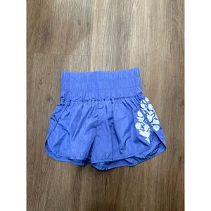 Free People FP Movement The Way Home Shorts Blue Graphic Smocked Waist Womens S thumbnail 2