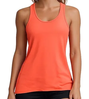 Under Armour HeatGear Fitted Ribbed Racerback Tank Top Neon Orange Medium thumbnail 1