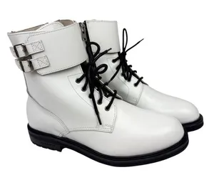 Allsaints Brigade White Leather Combat Boots Size 39 US 9 thumbnail 1
