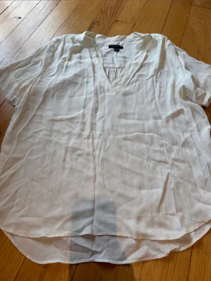 J. Crew Off White V-Neck Short Sleeve Blouse Size Medium - C1-325 thumbnail 3