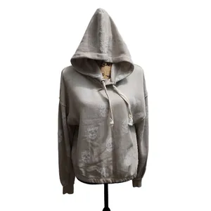 Vintage Havana‎ Hoodie Womens Size Small Beige VH9105 Skull Pattern Streetwear Cozy thumbnail 3