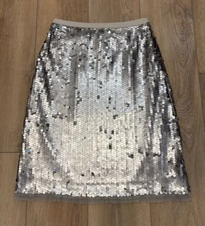 Nwt 🌟 Boden 🌟 Sequin Tulle Pencil Party Holiday Skirt Silver Sz 4 thumbnail 1