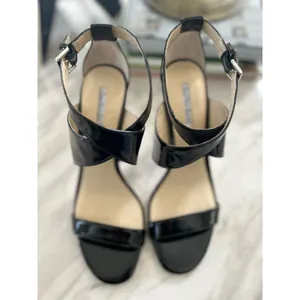 Charles David Black Patent Leather Strappy Stiletto Heel Minimalist Formal thumbnail 2