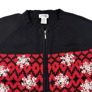 Womens Sweaters Cardigan Medium Wool‎ Blend Paul Harris Design Red Fair Isle Zip thumbnail 4