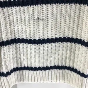 J Crew Heritage Cotton Fisherman Crewneck Sweater In Stripe Navy Blue White XS thumbnail 2