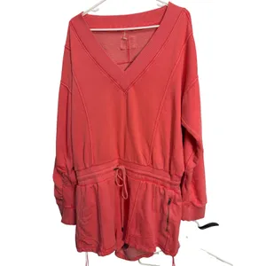 Free People Movement Hot Shot‎ Romper Tulip Pink V-Neck Fleec NWT thumbnail 2