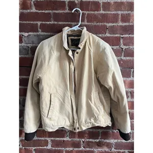 Obey Cream Canvas Bomber Jacket Corduroy Collar Brown Lining Short Women’s Sz M thumbnail 5