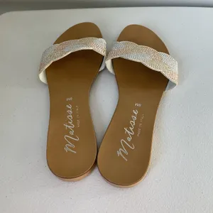 Matisse Beaded Slide Sandals White Multicolor Made In Italy Women's Size 8 thumbnail 4