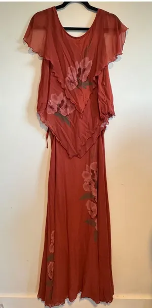 Vintage St Simon 2pc Rayon Floral Maxi Skirt Top Whimsigoth Fairy Romantic 90s thumbnail 1
