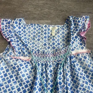 Matilda Jane‎ Smocked Geometric Flutter Sleeve Top Size XL Cotton Summer thumbnail 4