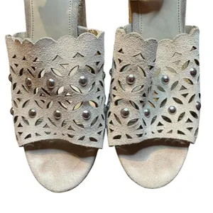 Marc Fisher Shoes Womens Size 11M‎ Beige Suede Studded Wedge Sandals Espadrille thumbnail 2
