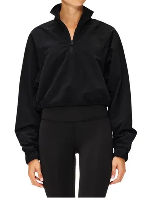 Alo Yoga Cropped 1/4 Zip Alumni Pullover Black S thumbnail 1