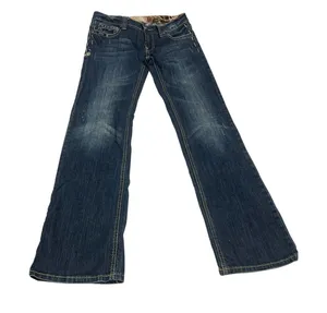 Adiktd Womens Flare Jeans 4 W28 Dark Wash Rhinestone Embellished Y2K Western thumbnail 1