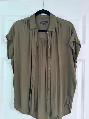 Madewell Olive Green Central Shirt thumbnail 3