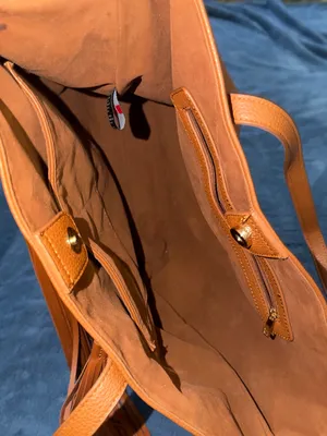 Tassel Detail Leather Tote in Cognac Brown thumbnail 9