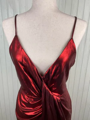 Revolve H:ours Lilith Dress Metallic Dark Red Size Small Draped Mini Going Out thumbnail 7