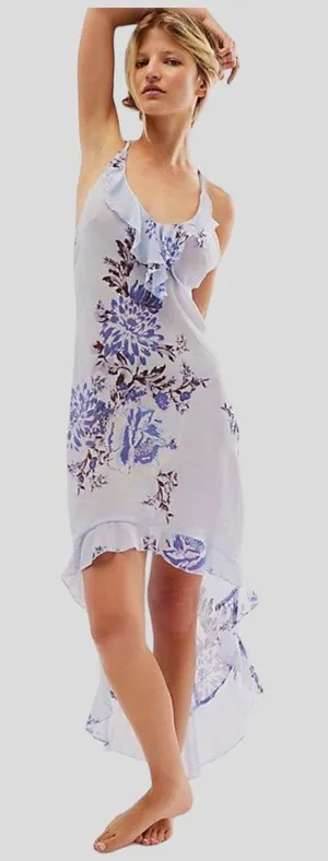 Free People Blue Getting Out Midi Slip Dress Size Medium thumbnail 1